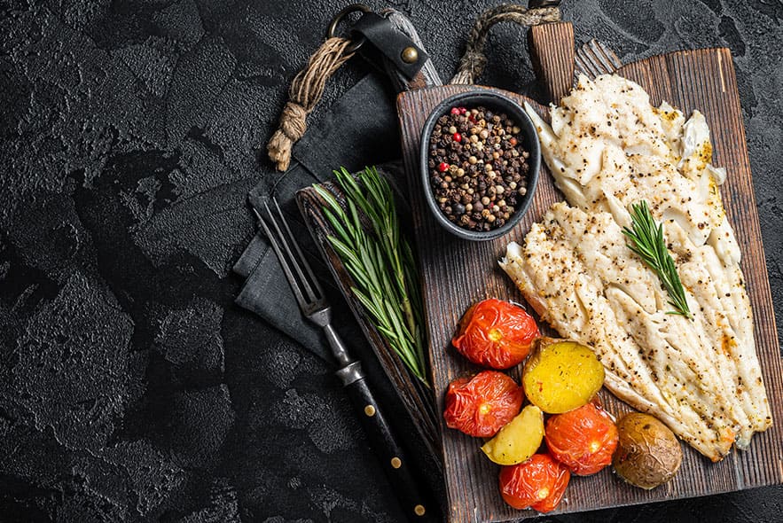 Bacalhau com batatas na churrasqueira e Amiti� Chardonnay Oak Barrel